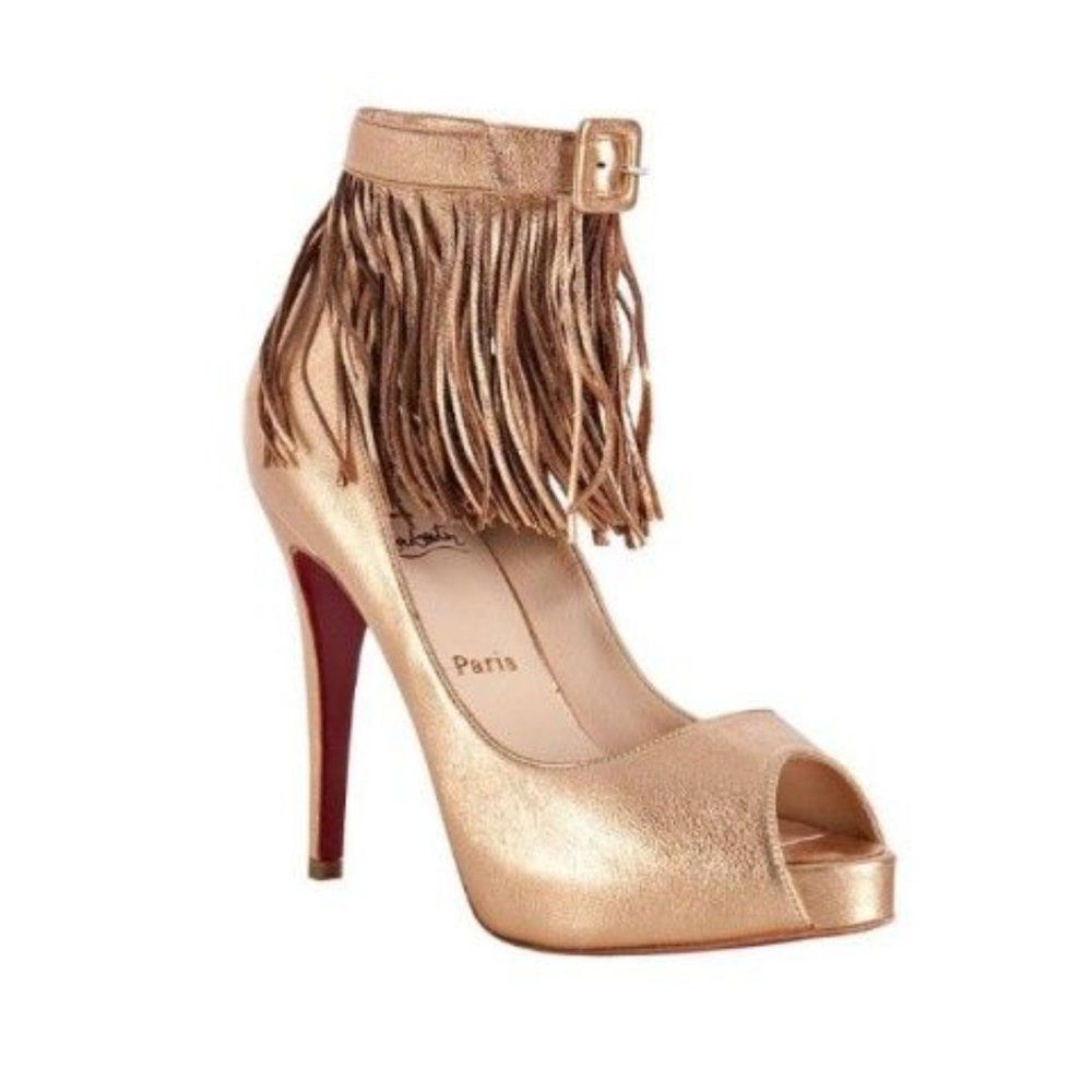 Christian Louboutin Metallic Fringe Heels